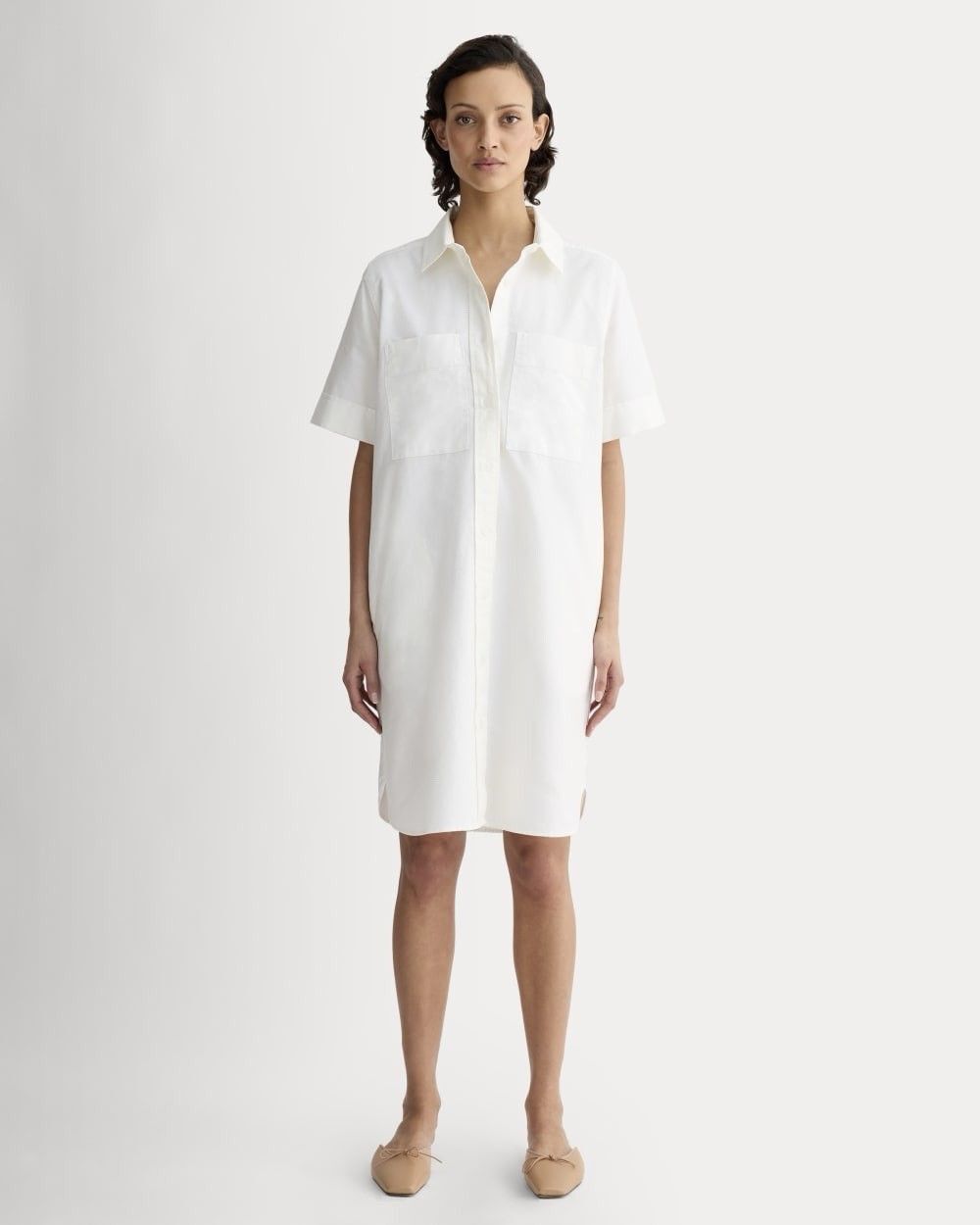 Everlane The Oxford Short Sleeve Shirt Dress White Organic Cotton - Size Medium